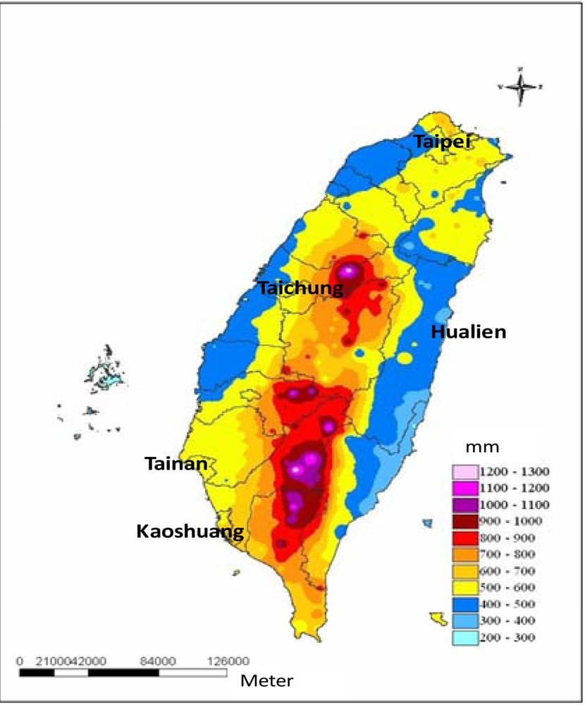 Mapa Taiwan klímy