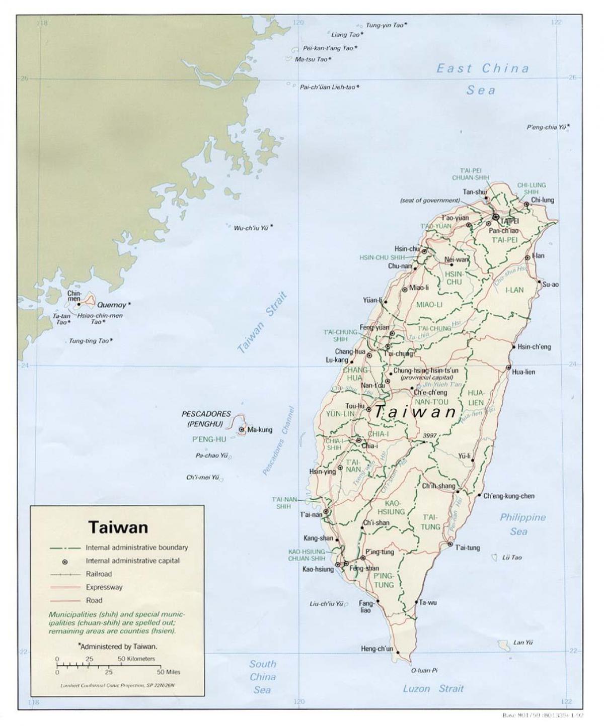 Mapa Taiwan mrt s atrakciami