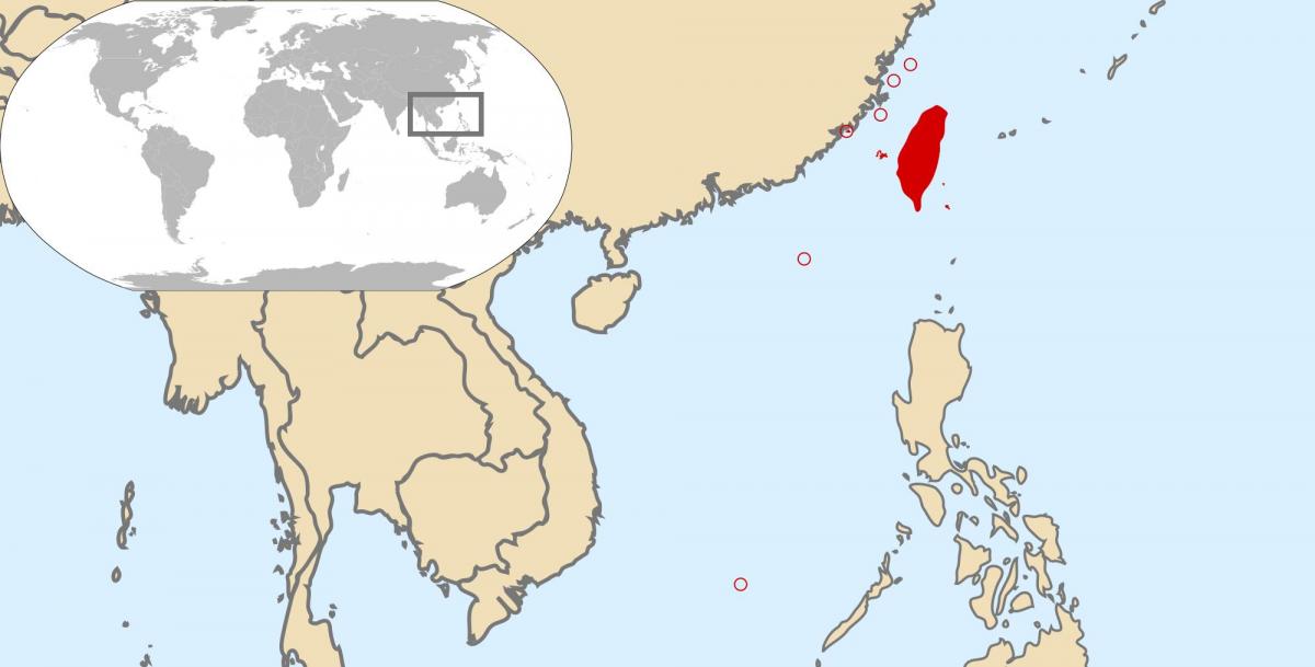 svet mapy zobrazujúci Taiwan