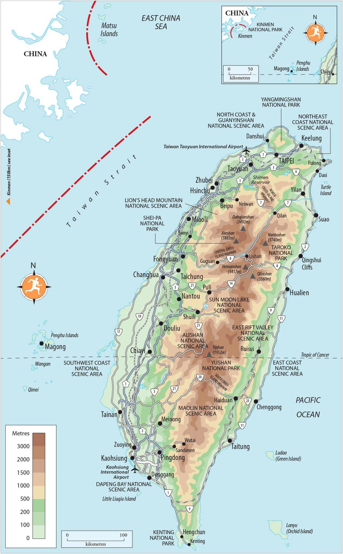 Mapa Taiwan sightseeing