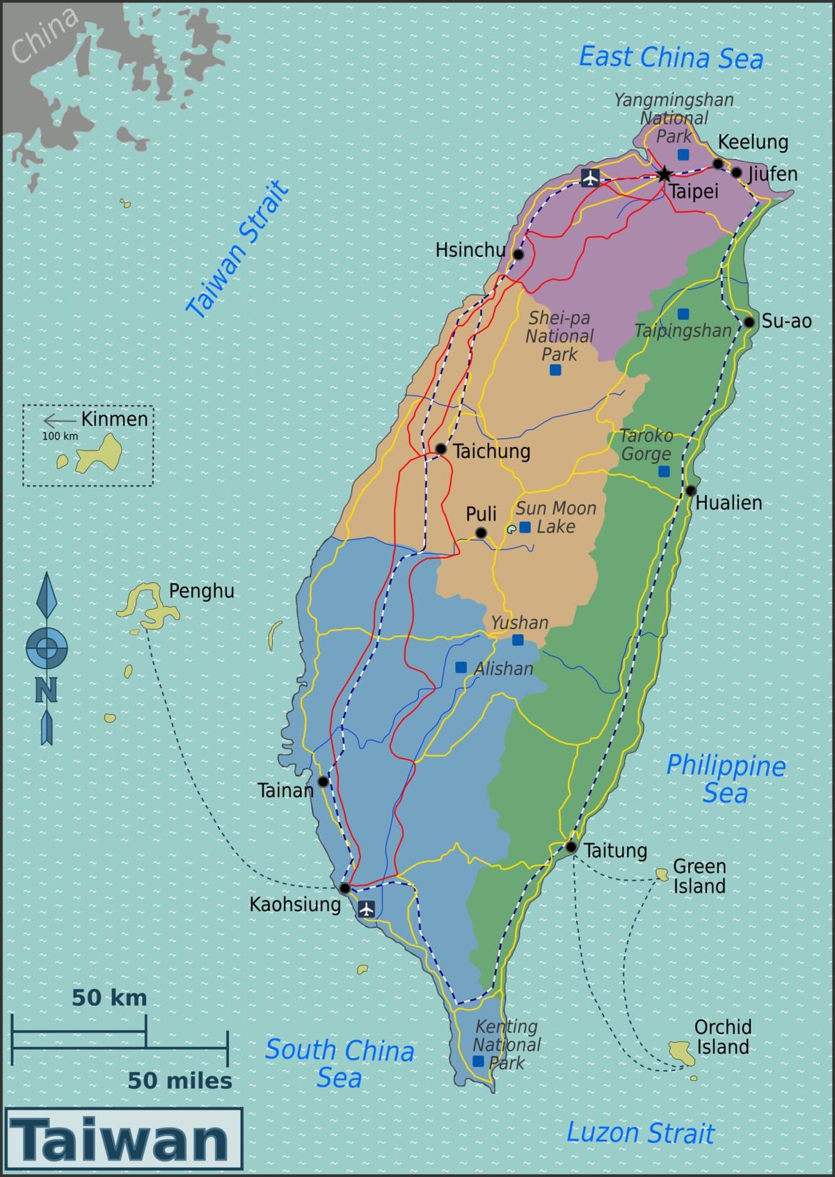 Mapa tchaj-wan porty