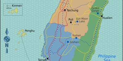 Taiwan turistické atrakcie mapu