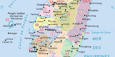 Mapa Taiwan mestá