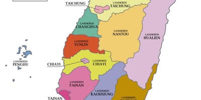Mapa Taiwan provincie
